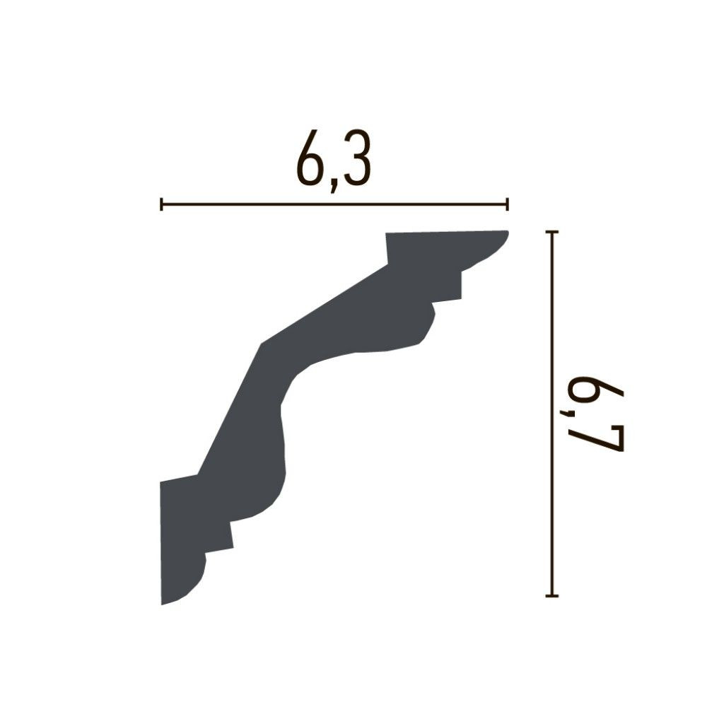 Cornisa decorativa din poliuretan P814 - 6.7x6.3x200 cm
