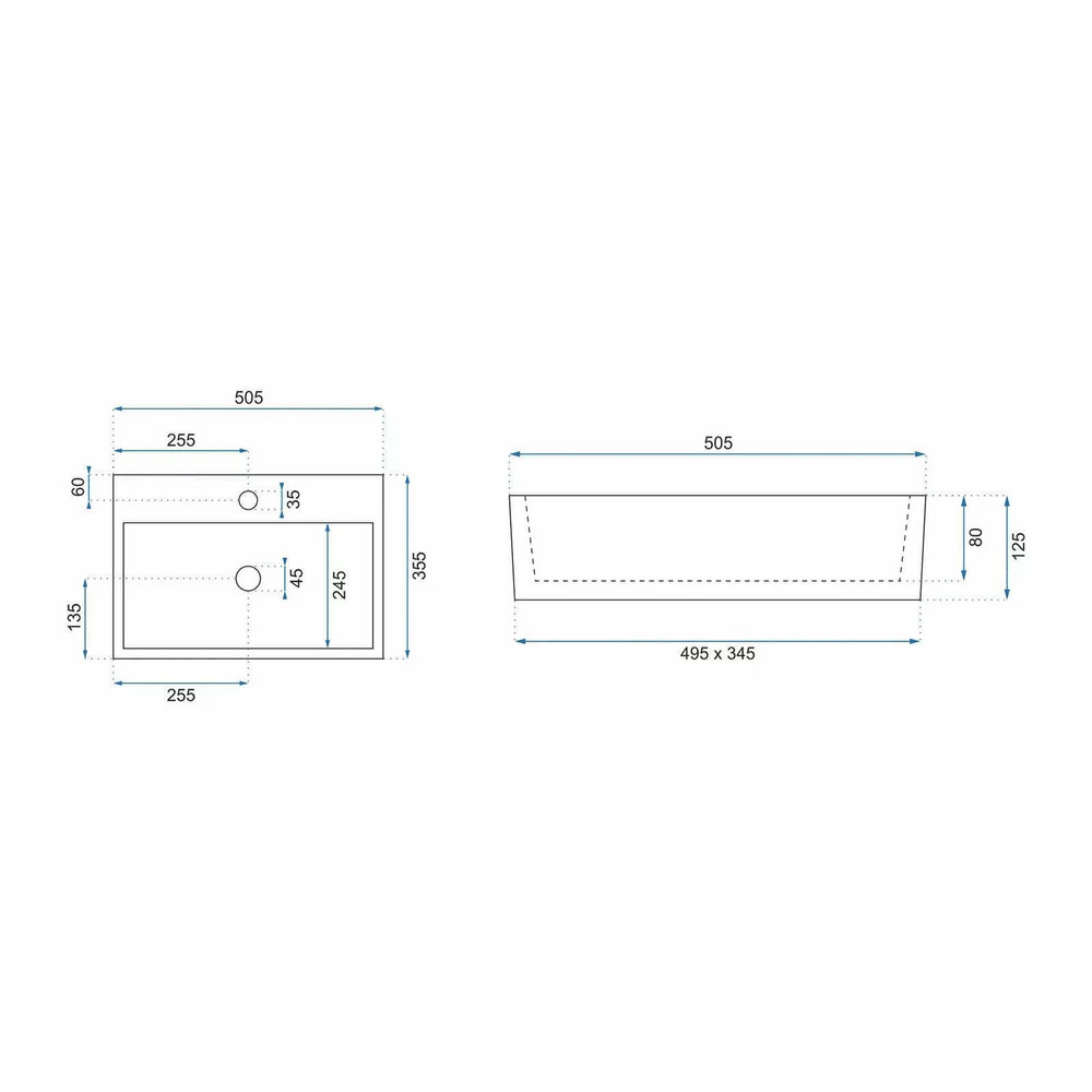 Lavoar pe blat Rea Valeria 51 cm alb - 1 | YEO