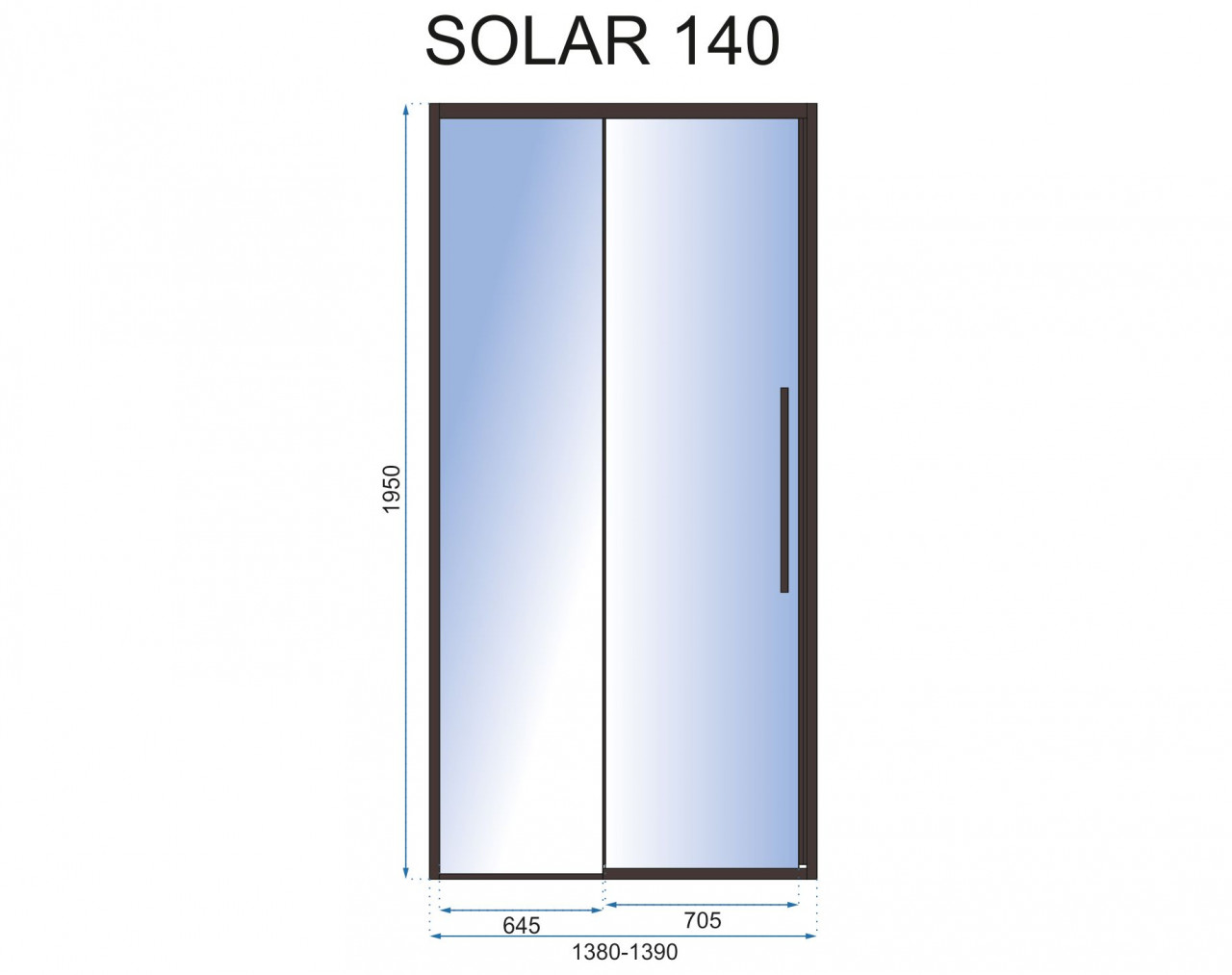 Usa de nisa culisanta Rea Solar 140 cm sticla 6 mm negru