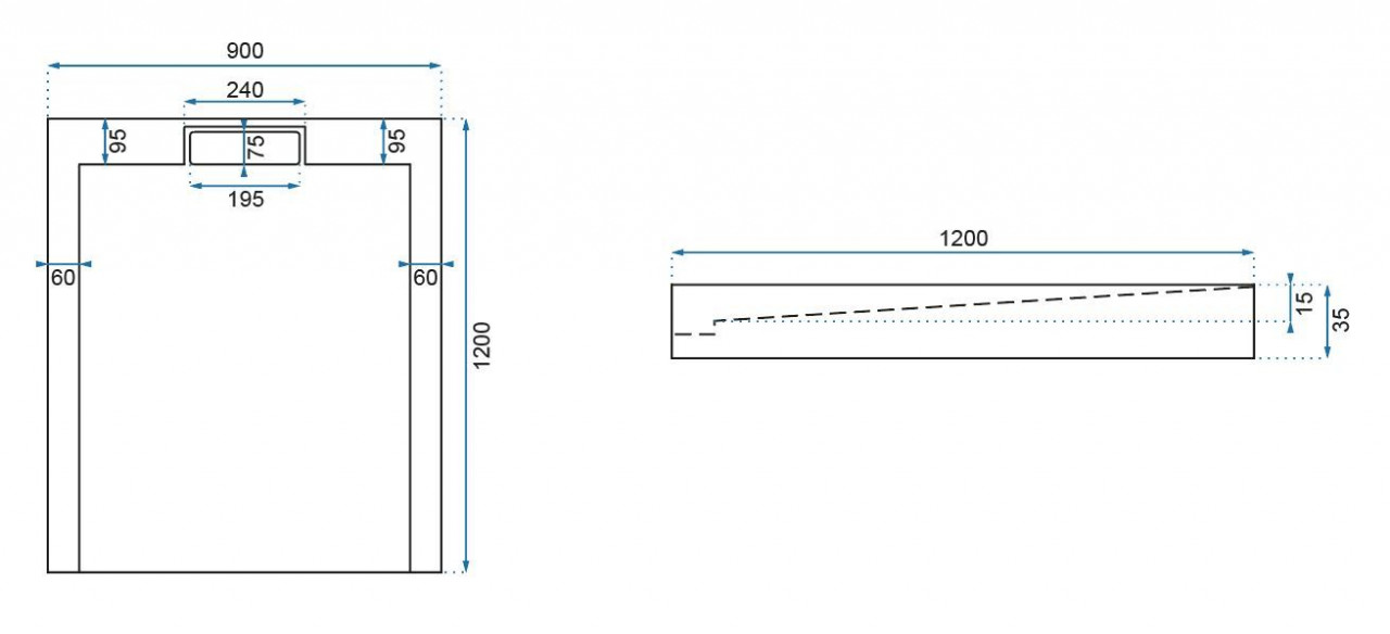 Cadita dus dreptunghiulara Rea Grand 90x120 negru