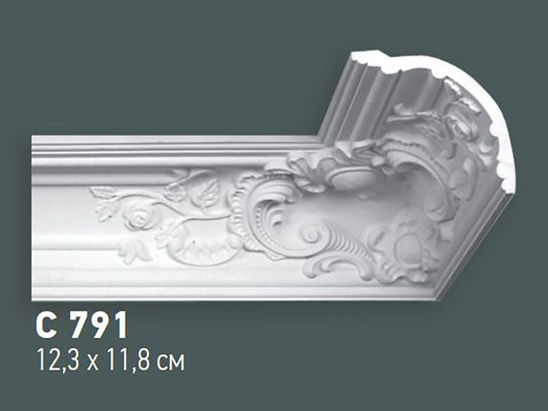 Cornisa decorativa din poliuretan C791 - 12.3x11.8x200 cm