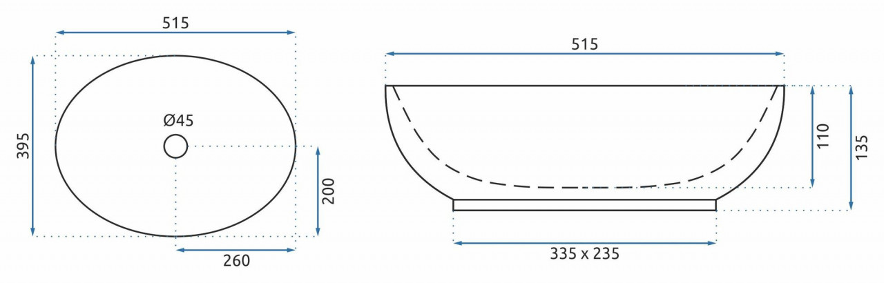 Lavoar pe blat Rea Villa oval finisaj auriu invechit mat 52 cm