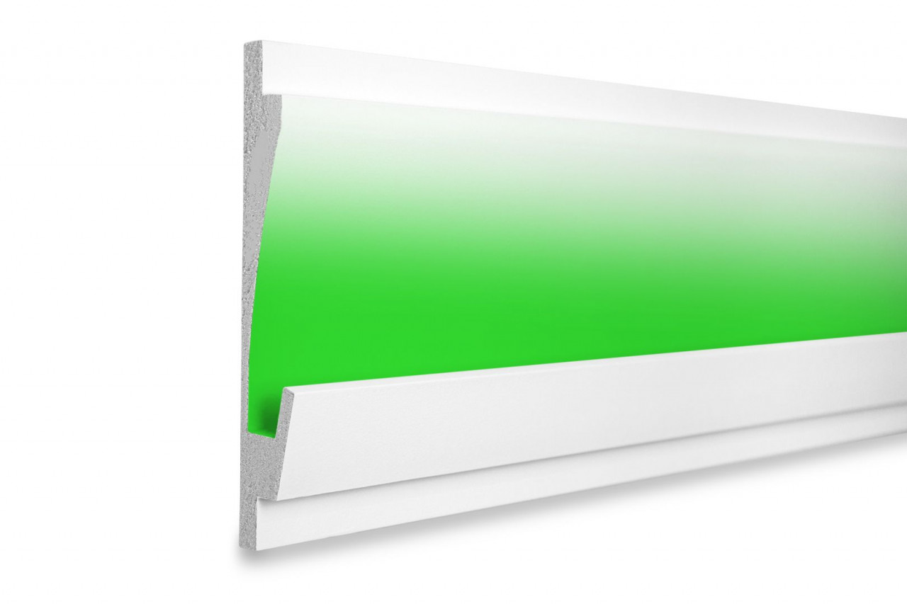 Profil pentru banda LED din polistiren extrudat acoperit cu rasina minerala KD406 - 18.5x3.5x115 cm - 1 | YEO