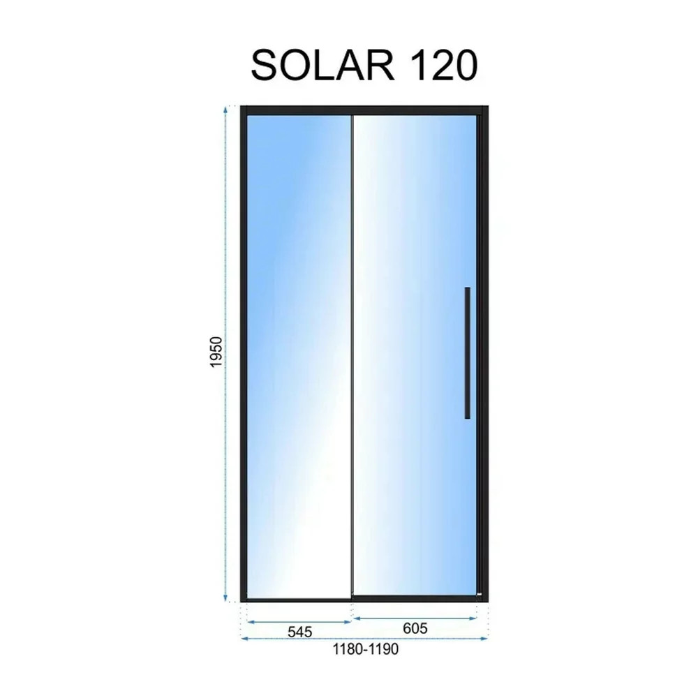 Usa de nisa culisanta Rea Solar 120 cm sticla 6 mm negru - 1 | YEO