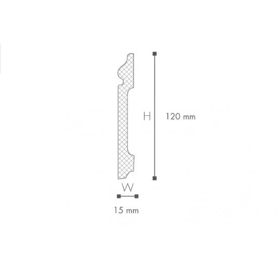 Plinta flexibila din poliuretan S13 - 12x1.5x244 cm - 2 | YEO