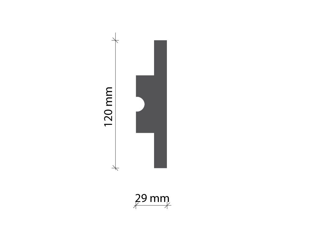 Profil pentru banda LED din polistiren extrudat acoperit cu rasina minerala KD502 - 12x2.9x115 cm