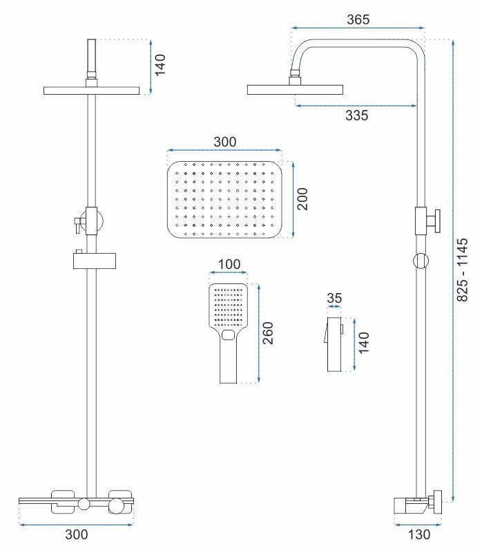 Coloana de dus cu termostat Rea Helix negru mat plus dus igienic