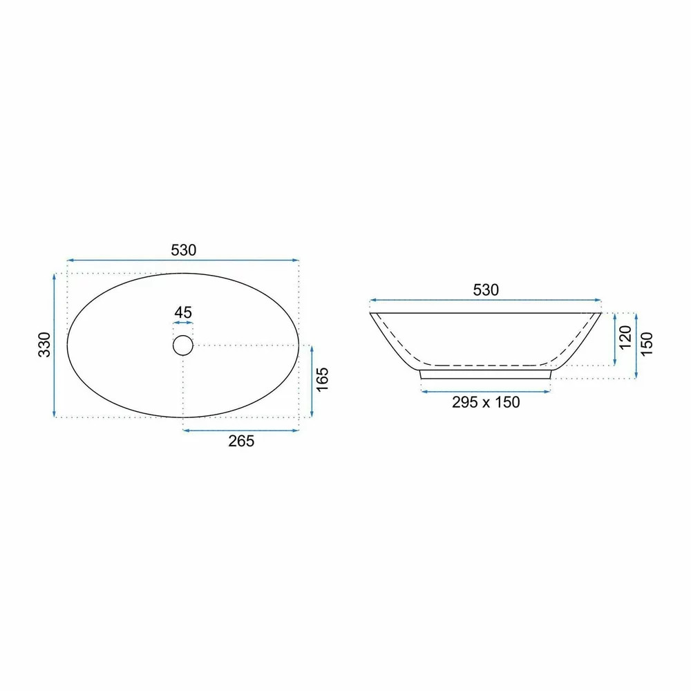 Lavoar pe blat Rea Pamela Aiax stil marmura 53 cm - 1 | YEO