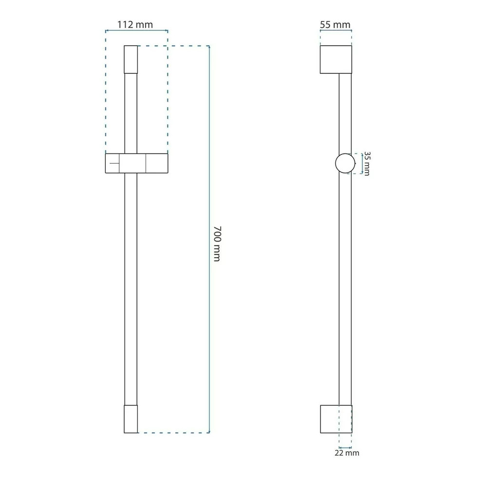 Bara de dus reglabila Rea crom 70 cm - 1 | YEO