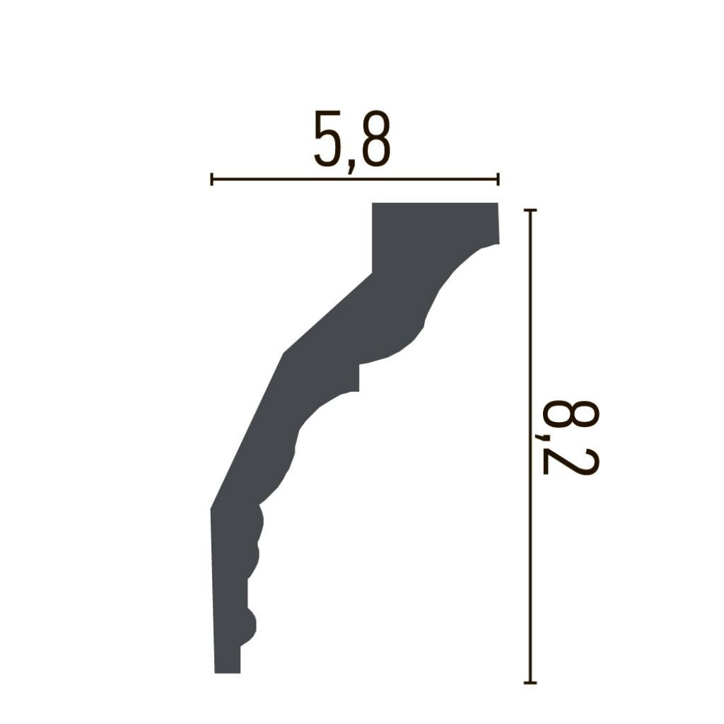 Cornisa decorativa din poliuretan C709 - 8.2x5.8x200 cm