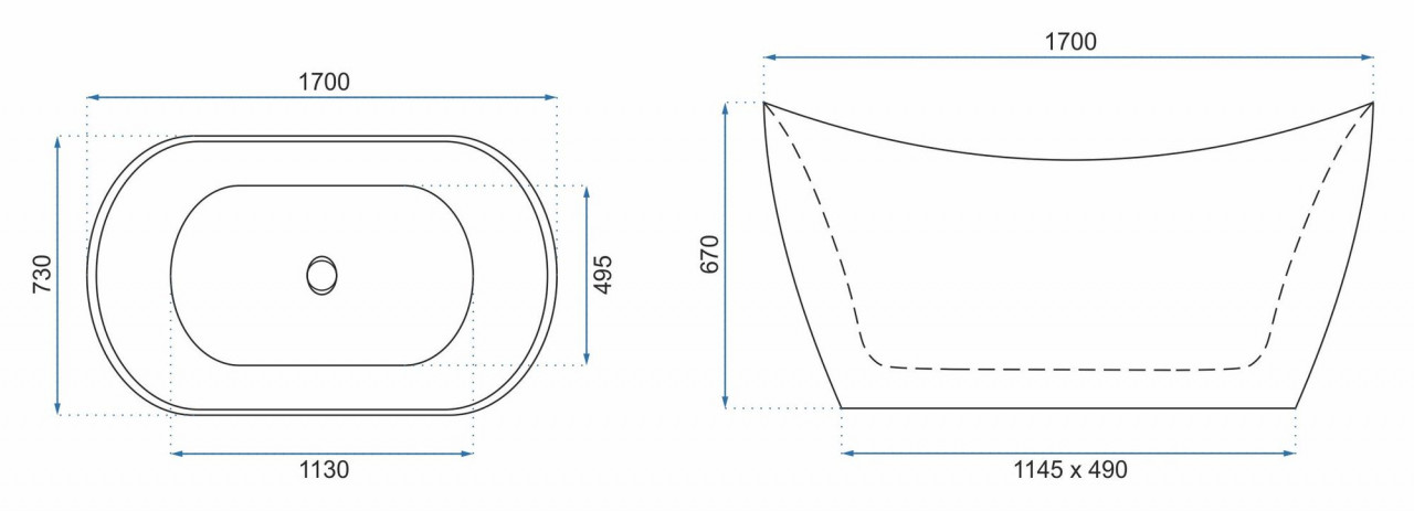 Cada freestanding Rea Kerrano 170x75 cm alb lucios