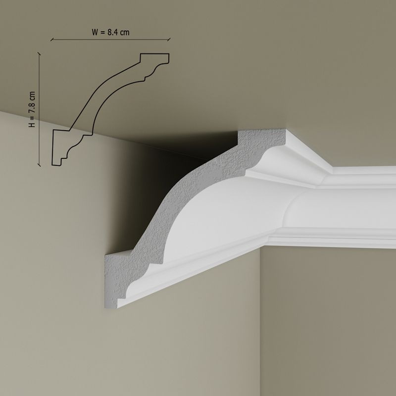 Cornisa decorativa din polimer rigid C14 - 7.8x8.4x200 cm - 1 | YEO