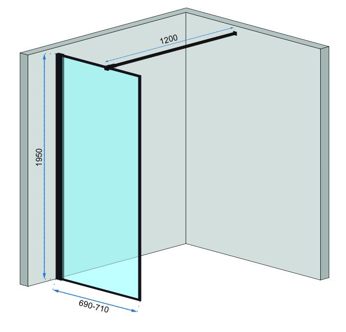 Paravan de dus tip Walk-in Rea Bler 70x195 cm profil negru - 3 | YEO