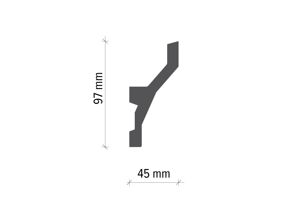 Profil pentru banda LED din poliuretan KF719 - 9.7x4.5x200 cm