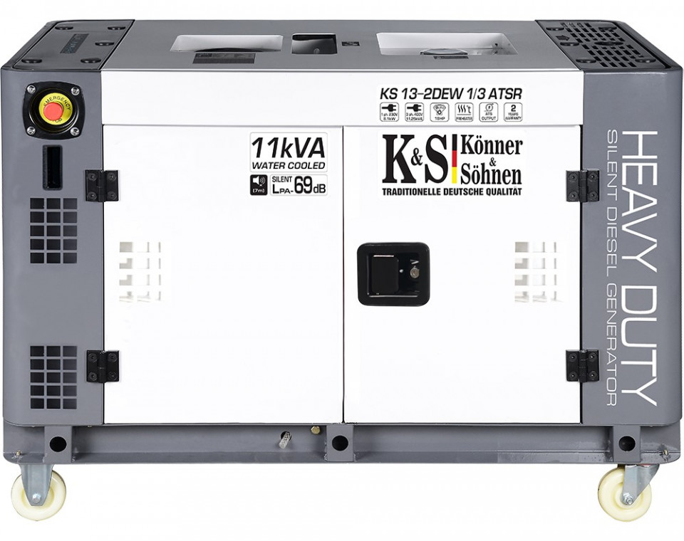 Generator de curent 9 KW diesel – Heavy Duty – insonorizat – Konner & Sohnen – KS-13-2DEW-1/3-ATSR-Silent criano.com