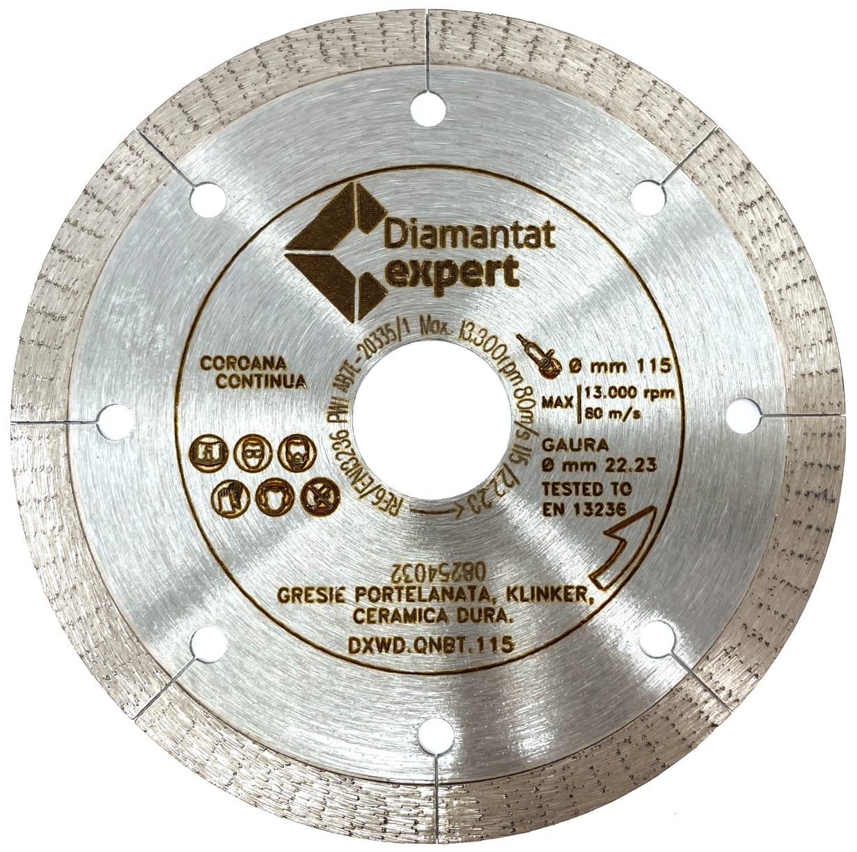 Disc DiamantatExpert pt. Portelan dur, ceramica dura – Ultra Long Life 115×22.2 (mm) Ultra Premium – DXWD.QNBT.115 115x22.2