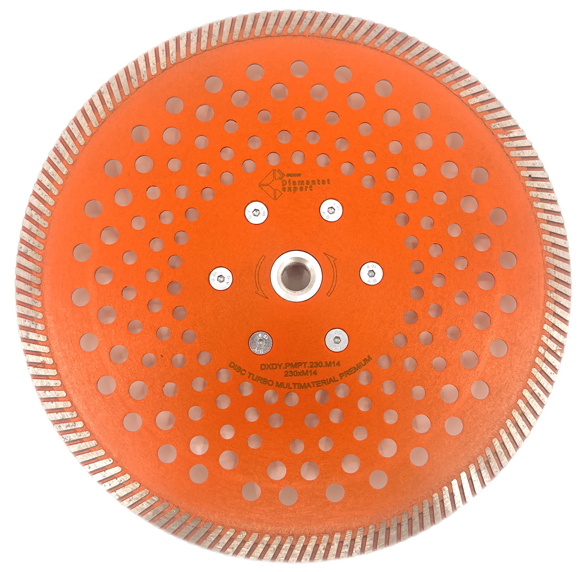 Disc diamantat pentru taiat Granit, Piatra, Beton armat, Materiale dure TURBO Laser 230mm cu prindere M14 SUPER PREMIUM – DXDY.PMPT.230.M14 230mm imagine noua