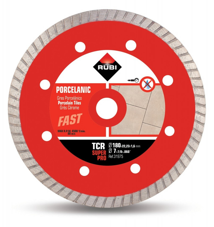 Disc diamantat pt. gresie portelanata 180mm, TCR 180 SuperPro – RUBI-31975 180 imagine noua