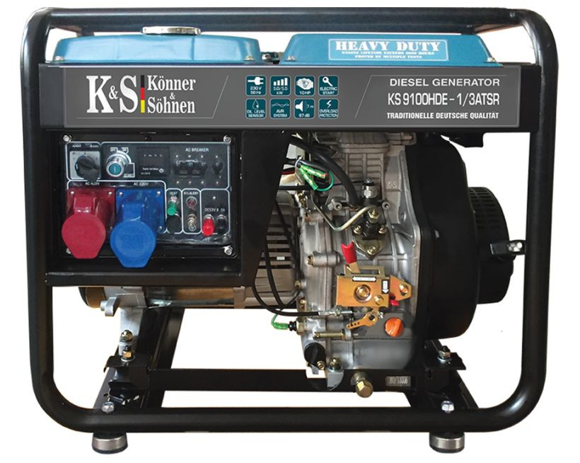 Generator de curent 7.5 kW diesel – Heavy Duty – Konner & Sohnen – KS-9100DE-1/3-HD-ATSR 7.5