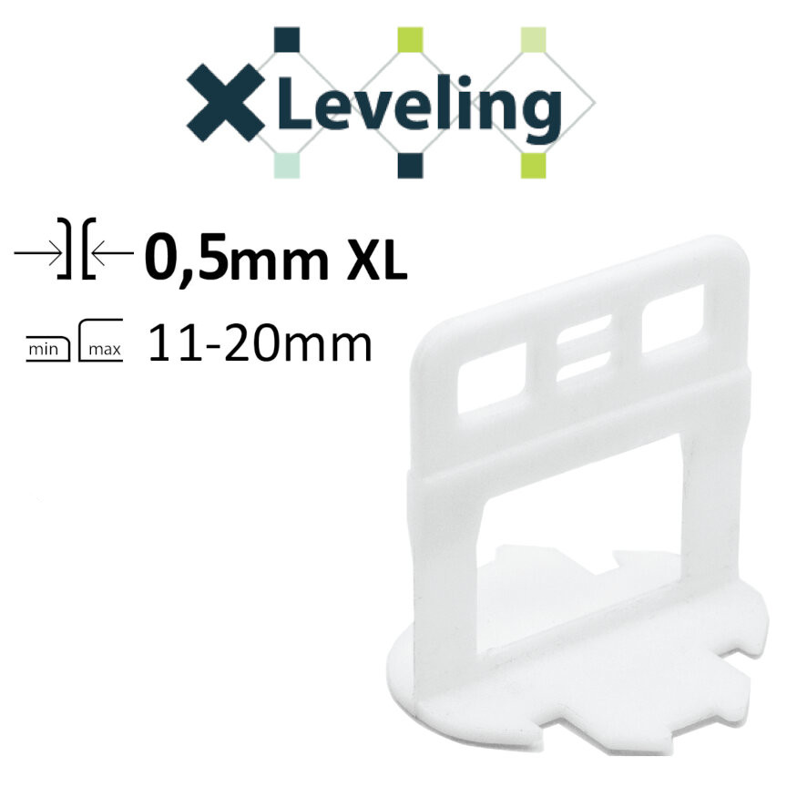 Distantieri XL autonivelare ( Clips XL ) pt. placi groase (11- 20 mm) - Rost de 0,5 mm - 100 buc - XLEV-PLC0.5XL100