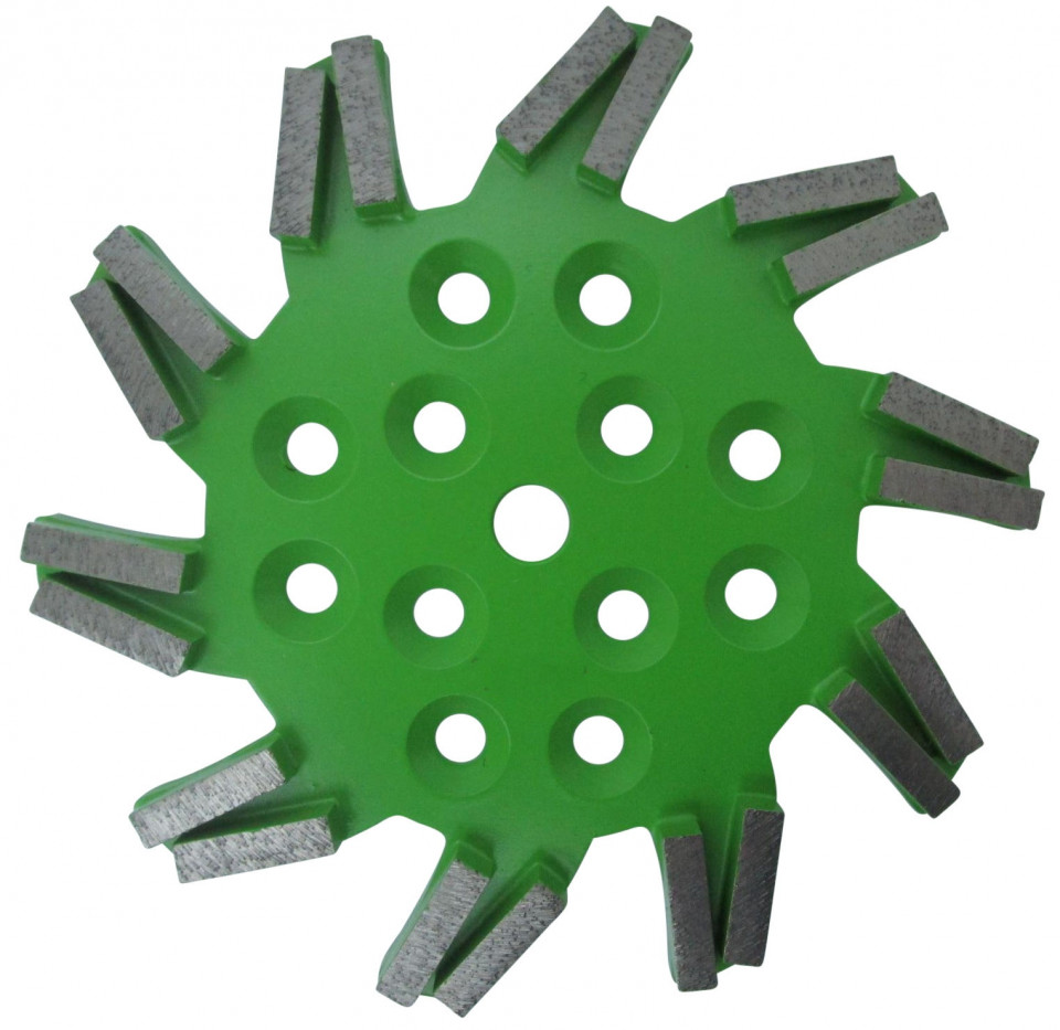 Disc stea cu segmenti diamantati pt. slefuire pardoseli – segment mediu – Verde – 250 mm – prindere 19mm – DXDH.8501.250.11.43 19mm