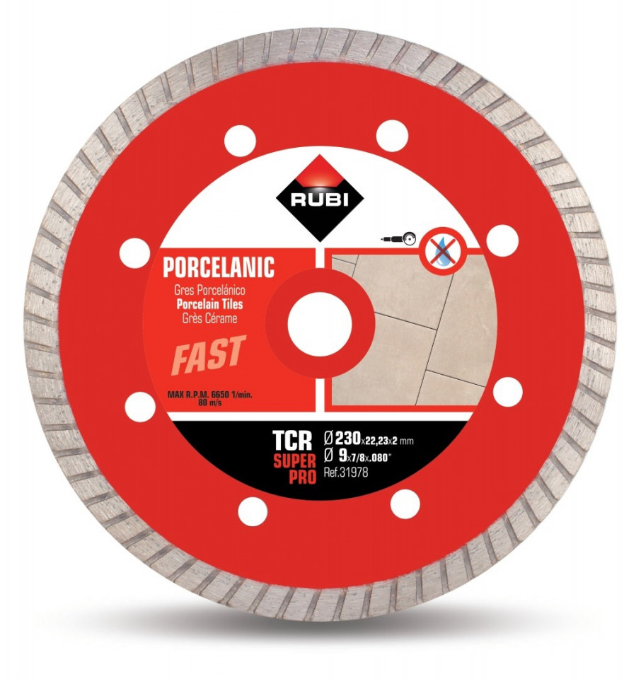 Disc diamantat pt. gresie portelanata 230mm, TCR 230 SuperPro – RUBI-31978 230 imagine noua