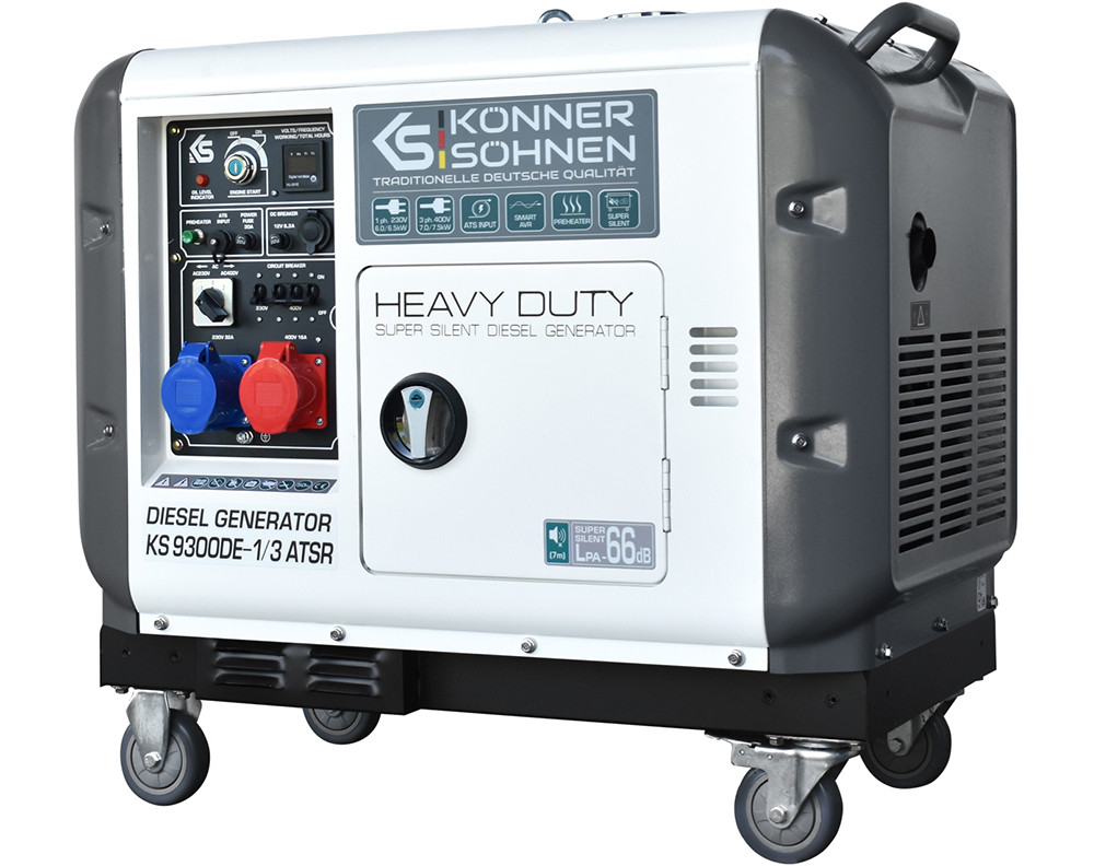 Generator de curent 7.5 kW diesel – Heavy Duty – insonorizat – Konner & Sohnen – KS-9300DE-1/3-ATSR-Super-Silent 7.5