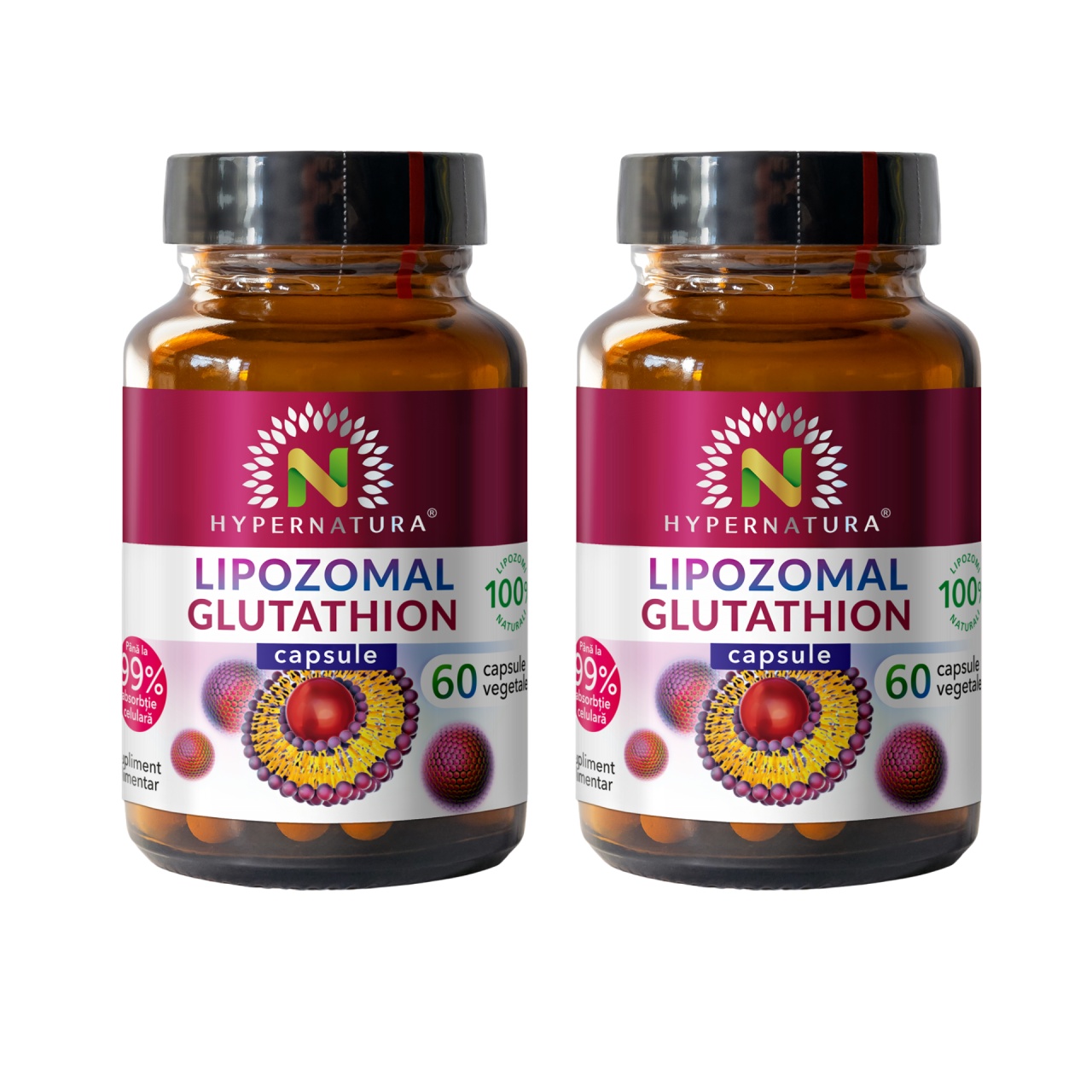 Pachet Glutathion lipozomal (2ct), 60 capsule vegetale, Hypernatura