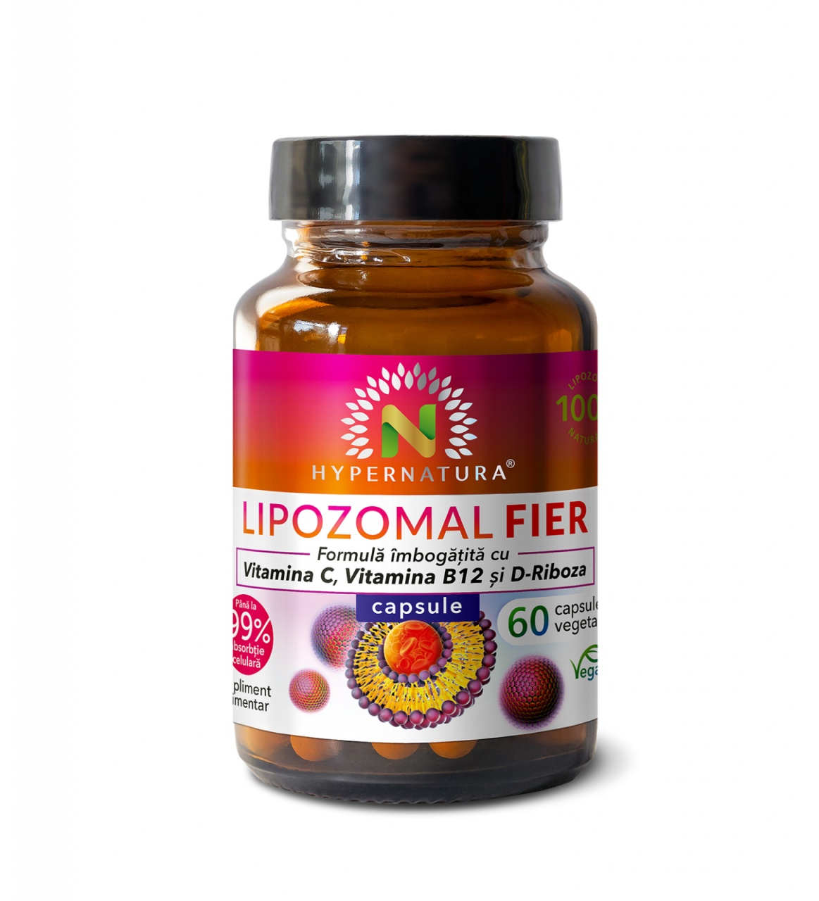 Lipozomal Fier+Vit C+B12+D-Riboza, 60 capsule vegetale, Hypernatura
