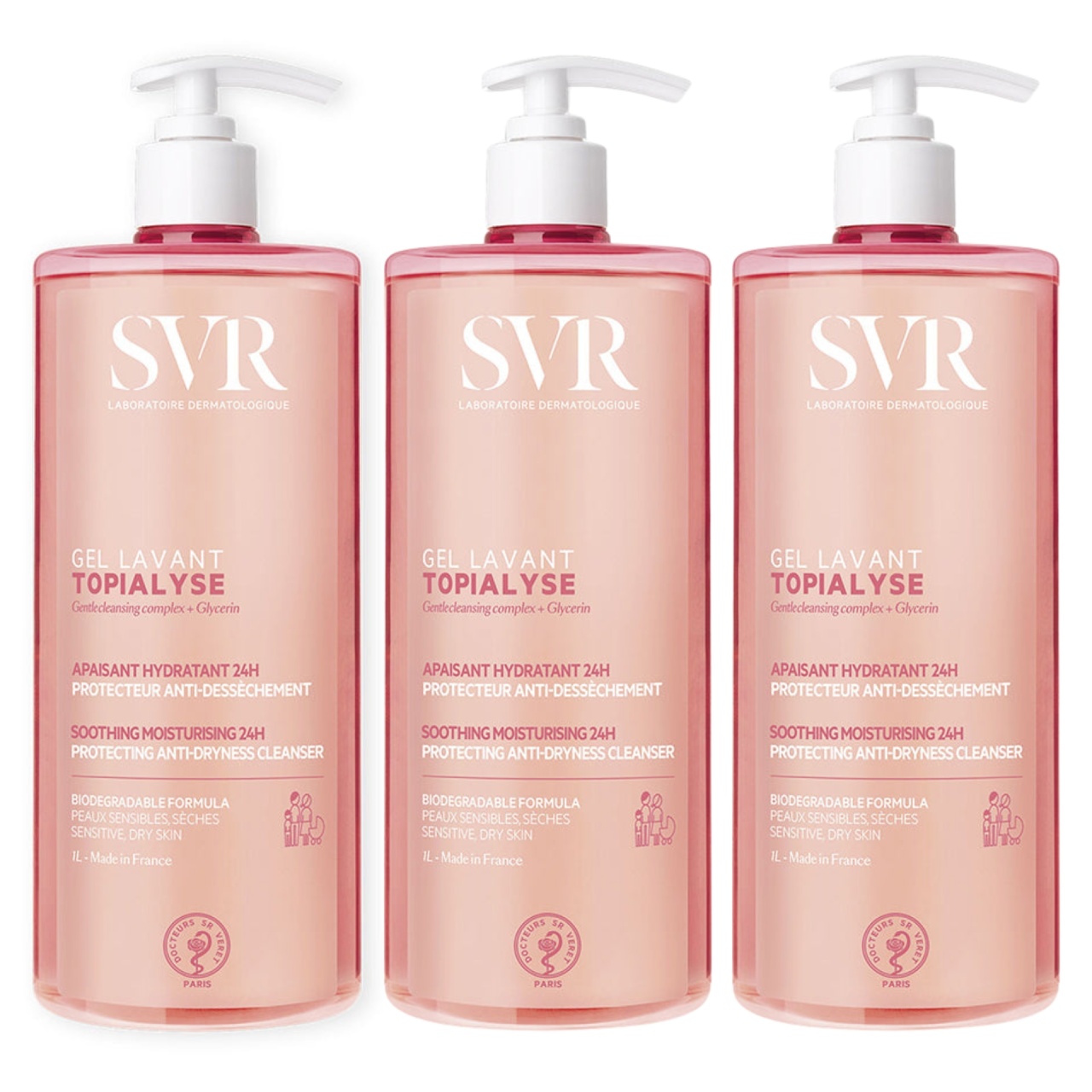 Pachet Gel lavant Topialyse, 1000 ml, Svr (3 buc)
