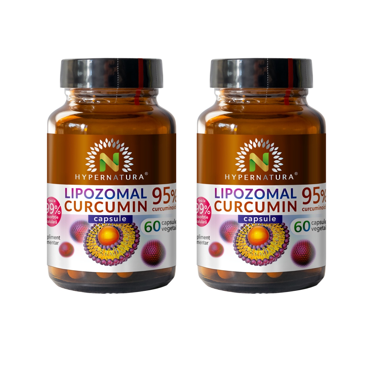 Pachet Lipozomal Curcumin 95% (2 ct), 60 capsule vegetale, Hypernatura