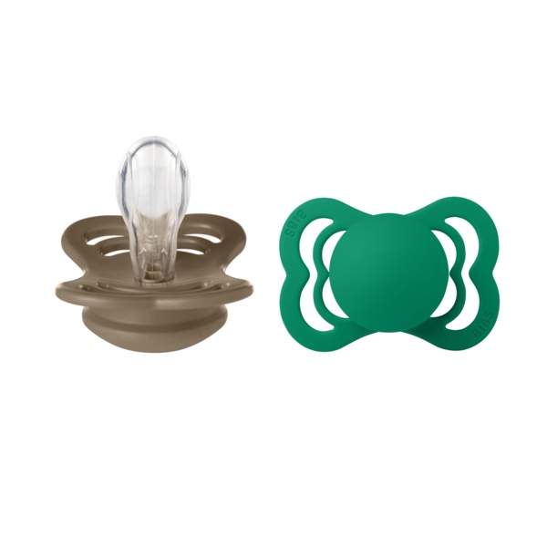 Suzeta 0-6 luni Supreme silicon dark oak-evergreen 160399, 2buc, Bibs