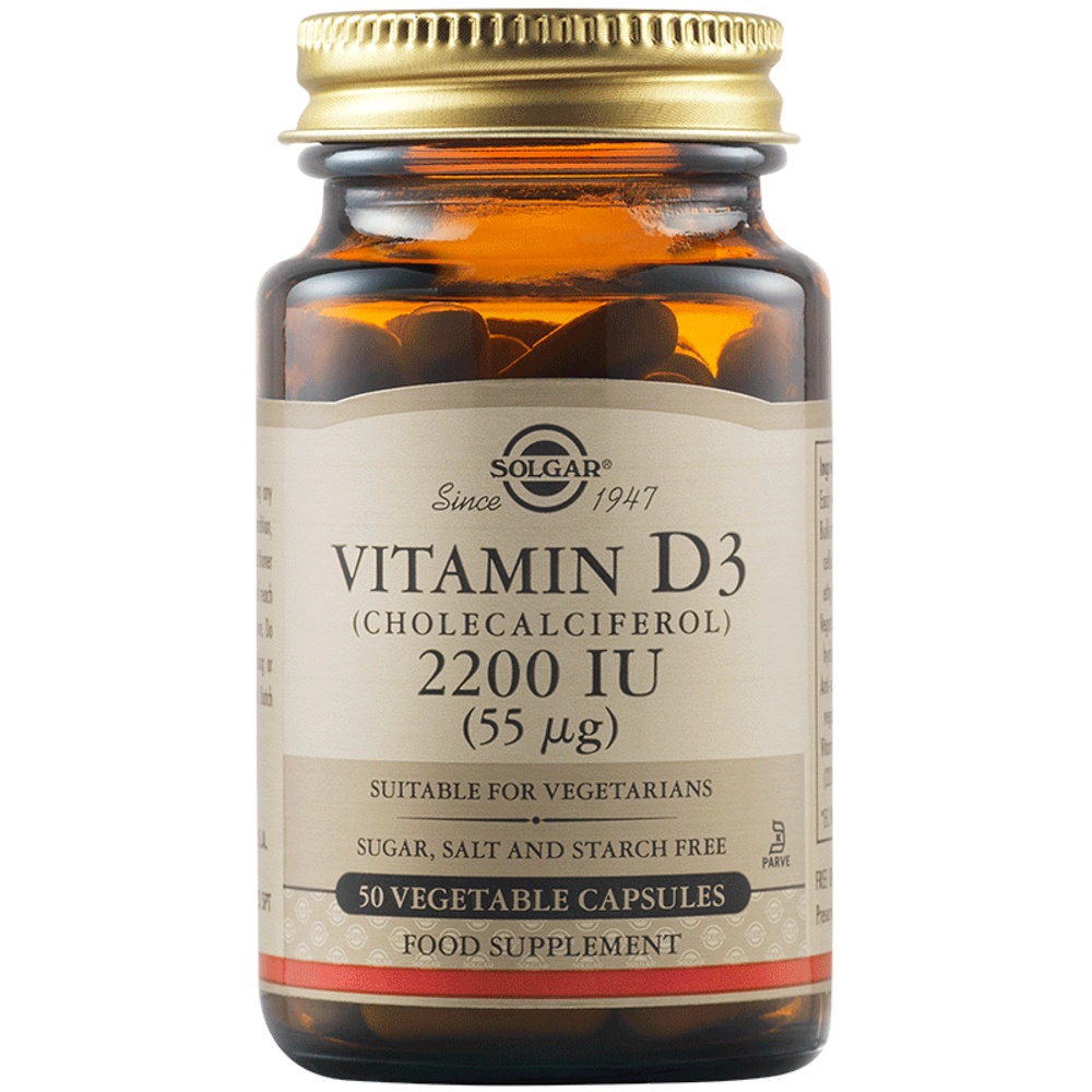 Vitamin D3 2200 UI Colecalciferol 55 mcg, 50 capsule, Solgar