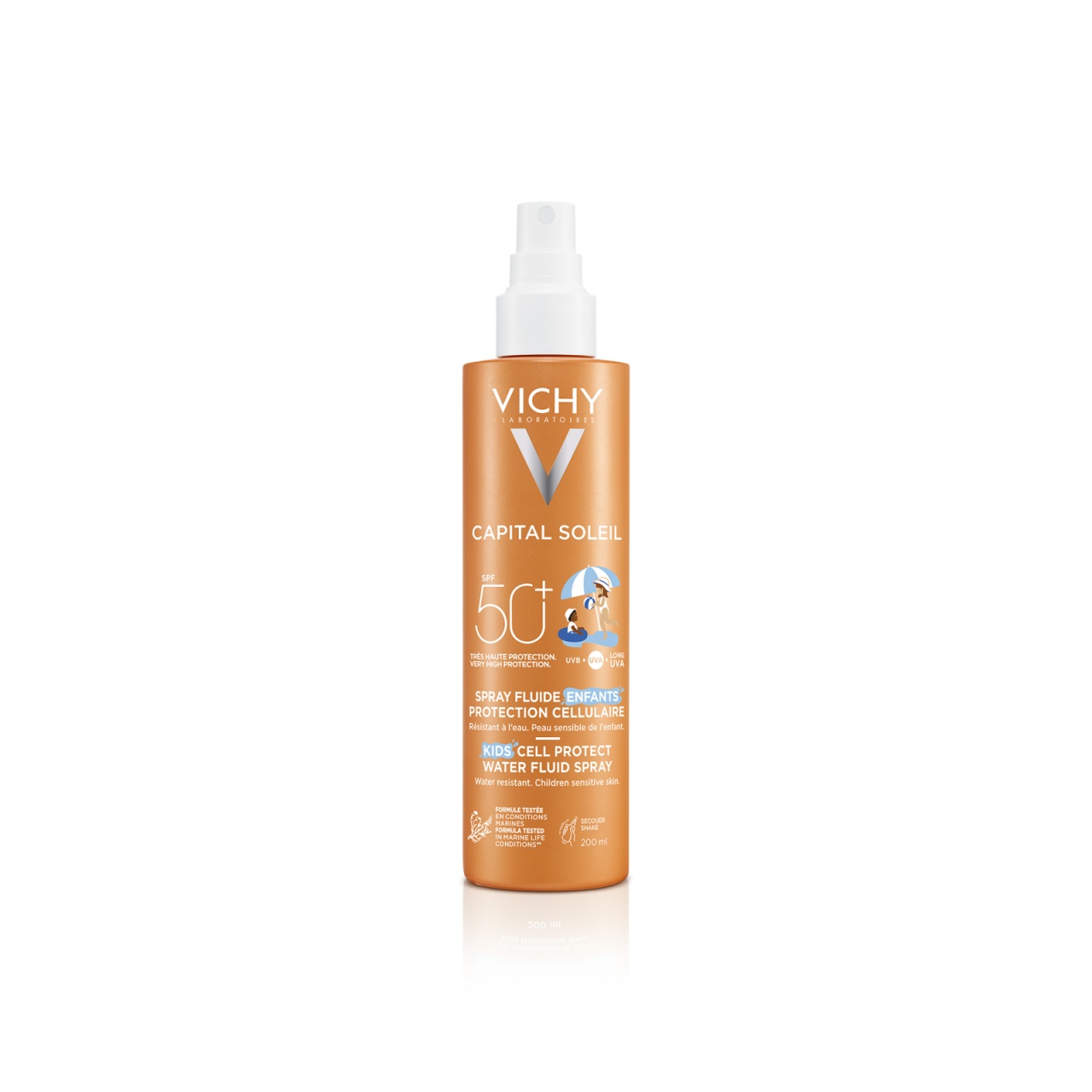 Spray fluid cu protectie solara SPF 50+ pentru copii Capital Soleil Kids Cell Protect, 200 ml, Vichy