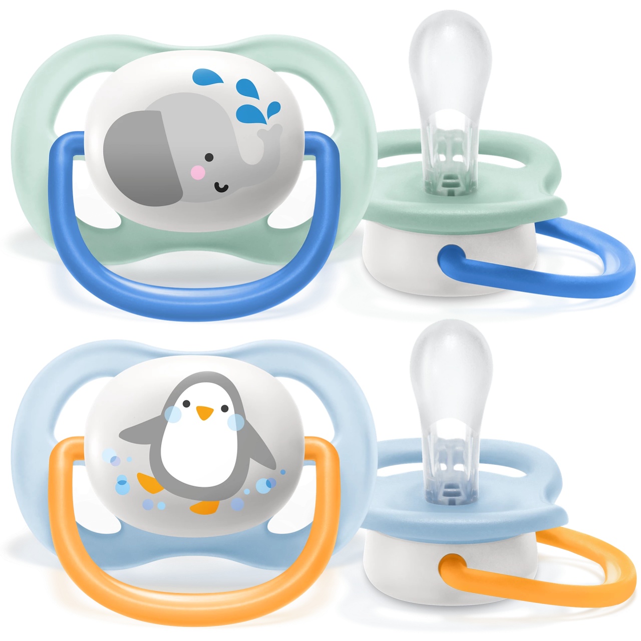 Suzete silicon UltraAir design pinguin 0-6l, 2buc, SCF080/05, AVENT, Philips