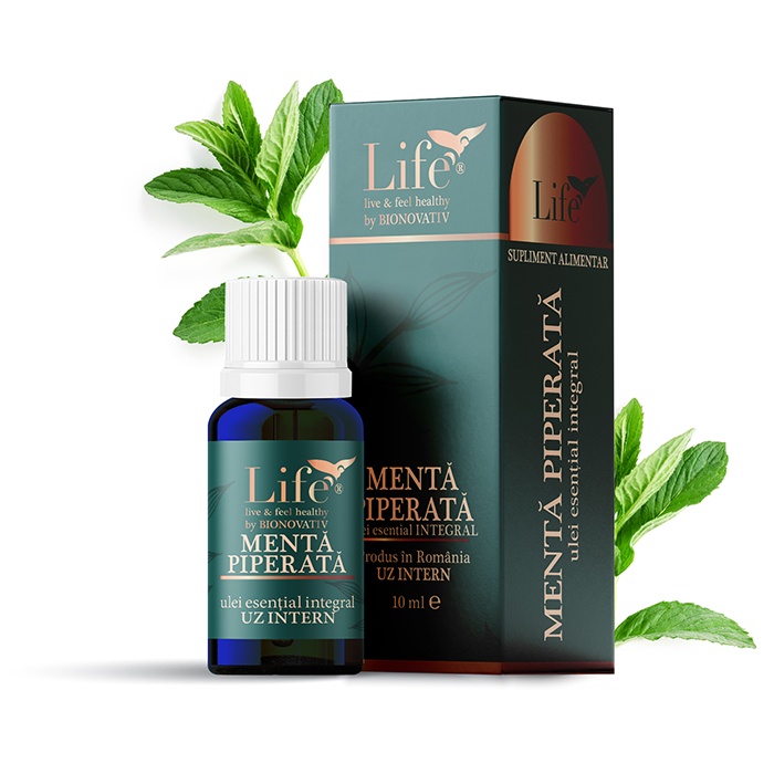 Ulei esential integral de Menta Piperata, 10 ml, Bionovativ Life