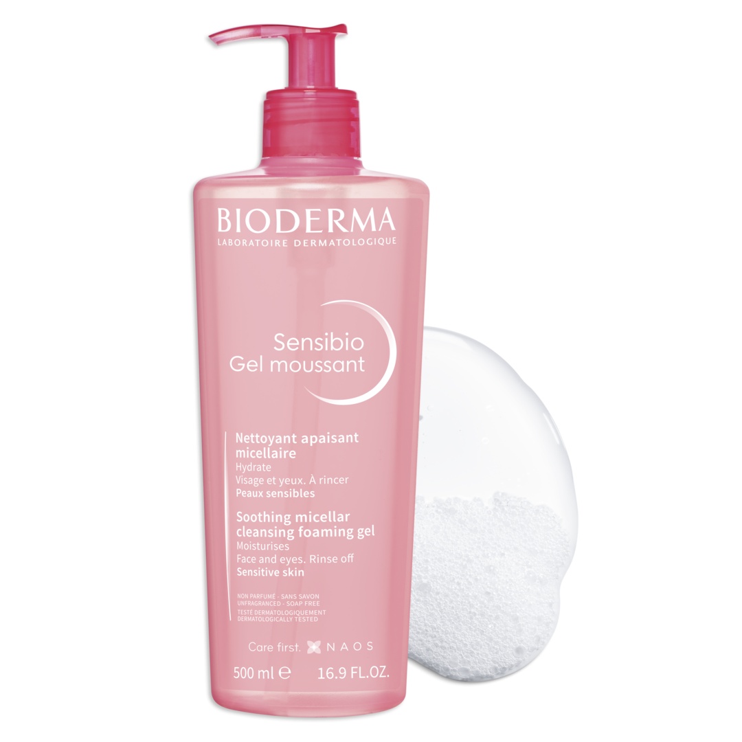 Gel spumant calmant si hidratant Sensibio, 500 ml, Bioderma