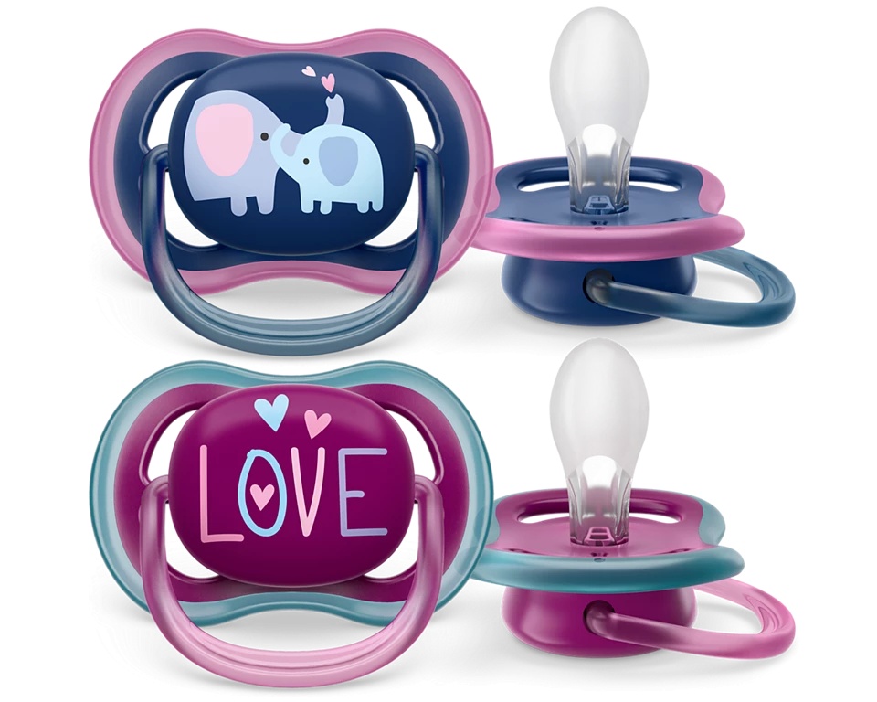 Suzete Ultra Air Philips Avent, +18 luni, 2 bucati Albastru si Rosu cu Desen, SCF349/22, Philips