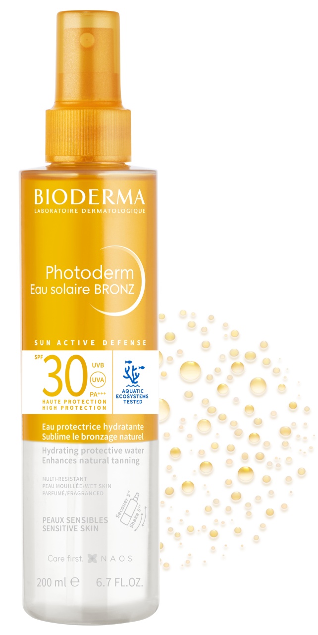 Apa cu protectie solara SPF 30 pentru piele sensibila Photoderm Bronz, 200 ml, Bioderma