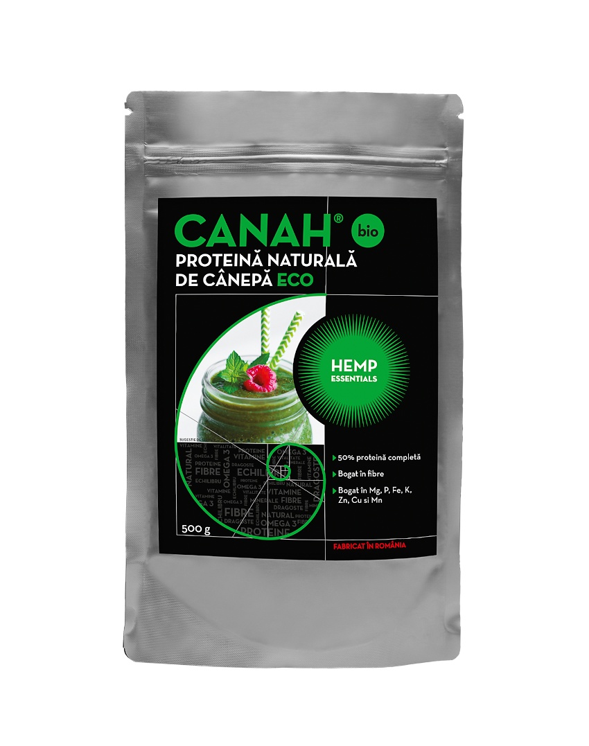 Pudra proteica de canepa eco, 500 g, Canah