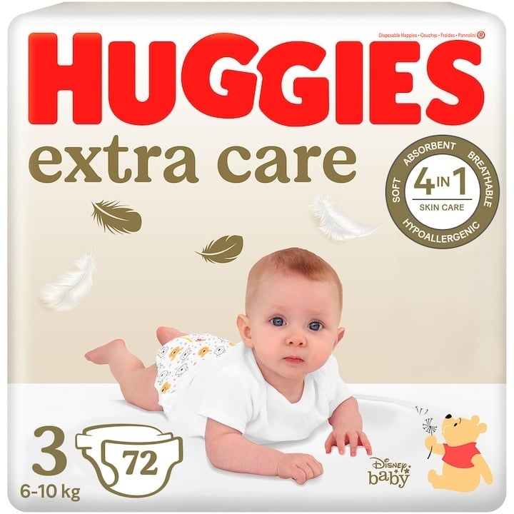 Scutece de schimb Extra Care Nr 3, 6-10 kg, 72 bucati, Huggies