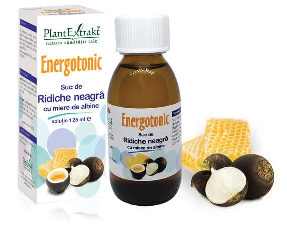 Suc Energotonic de ridiche neagra cu miere de albine, 125 ml, Plant Extrakt