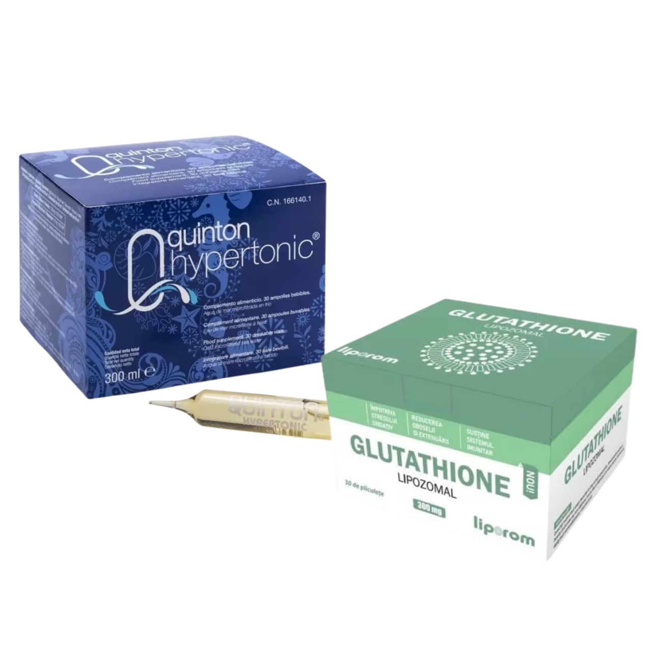 Pachet Glutathione Lipozomal 300mg Liporom+ Plasma Quinton Hipertonic