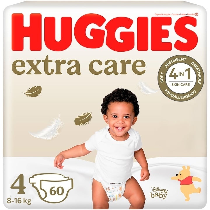 Scutece de schimb Extra Care, Nr. 4, 8-16 kg, 60 buc, Huggies
