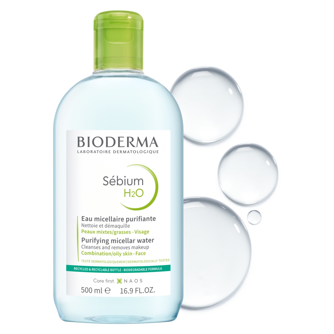 Solutie micelara ten mixt si gras H2O Sebium, 500 ml, Bioderma