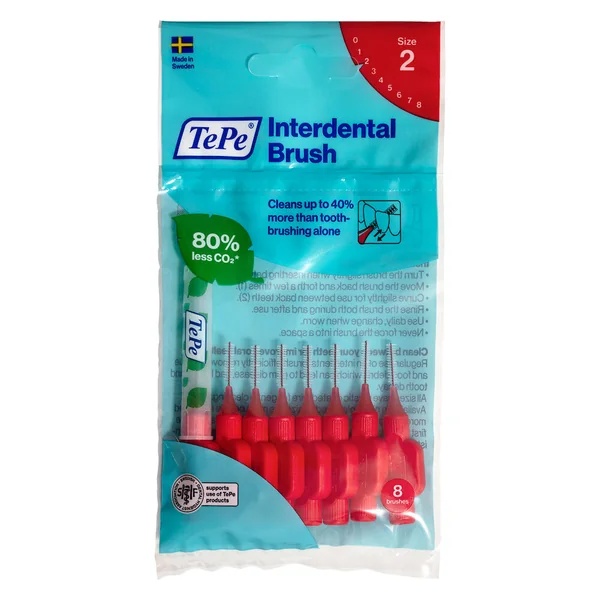 Tepe Periute Interdentare 0,5mm/Nr2, 8buc, Rosu