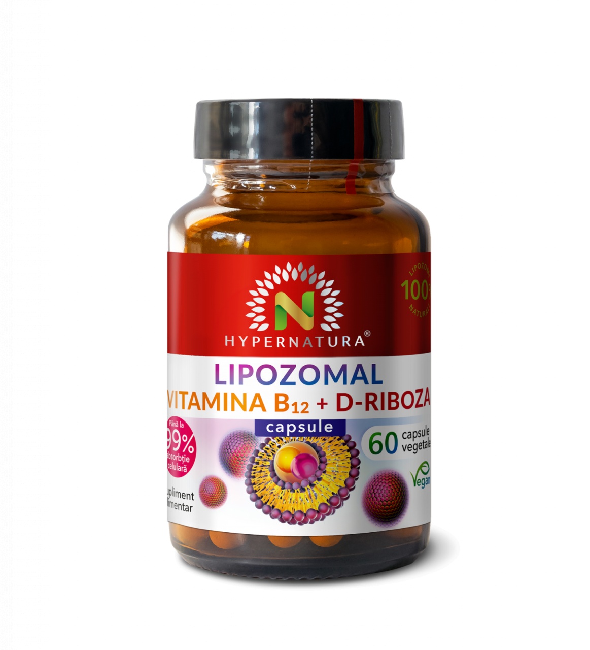 Vitamina B12 lipozomala + D-Riboza, 60 capsule vegetale, Hypernatura