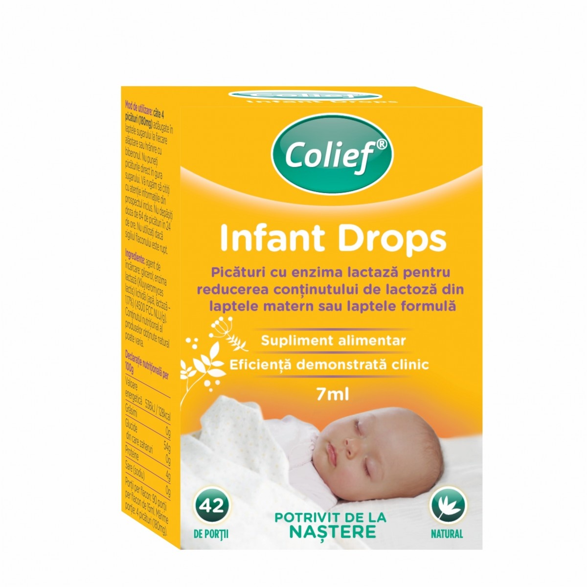 Picaturi anticolici cu enzima lactaza Infant Drops, 7 ml, Colief