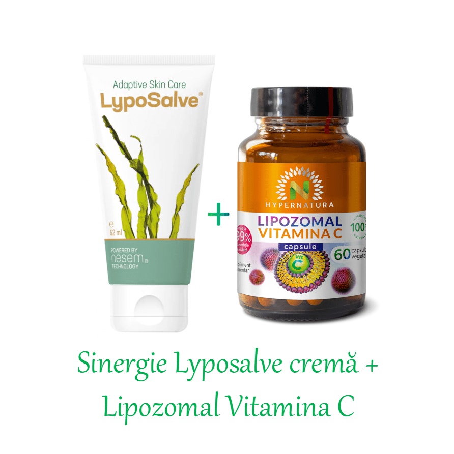 Sinergie Lyposalve cremă + Lipozomal Vitamina C (Pachet economic pentru regenerarea pielii)