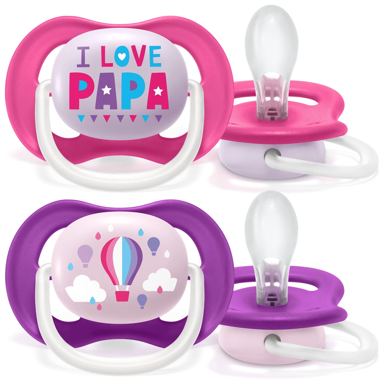 Suzete silicon Ultra Air Design Text fete 6-18luni, 2buc, SCF080/04, AVENT, Philips